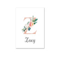 Custom Personalized Name Poster Floral Letter Art Canvas Print Baby Nursery Wall Picture Painting Kids Girl Bedroom Decoration