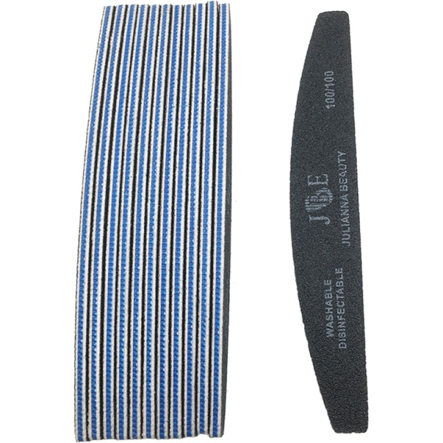 10 Pcs Professional Nail File 100 150 180 240 Grit Unhas De Gel Nail Files Sandpaper Moon Style Acrylic Nail File Art Tools