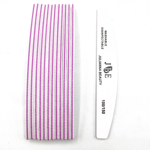 10 Pcs Professional Nail File 100 150 180 240 Grit Unhas De Gel Nail Files Sandpaper Moon Style Acrylic Nail File Art Tools