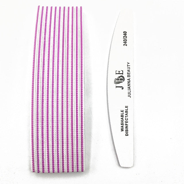 10 Pcs Professional Nail File 100 150 180 240 Grit Unhas De Gel Nail Files Sandpaper Moon Style Acrylic Nail File Art Tools