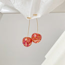AOMU 2020 New Japan Korean Cherry Fruit Shaped Drop Earrings For Women Sweet Girls Cute Brincos Line Pendientes Jewelry Gifts