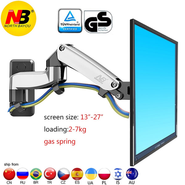 NB F150 2-7kg 75x75 100x100 aluminum Gas spring 360 degree rotate tv mount bracket dual arm 17"-27" lcd monitor stand mount