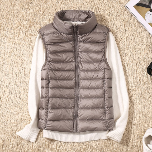 New Women Sleeveless Women's Ultra Light Down Vests Slim Jacket Girl Gilet Plus Lightweight Windproof Warm Waistcoat Portable