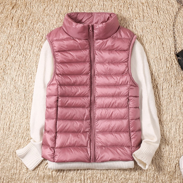 New Women Sleeveless Women's Ultra Light Down Vests Slim Jacket Girl Gilet Plus Lightweight Windproof Warm Waistcoat Portable