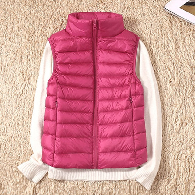 New Women Sleeveless Women's Ultra Light Down Vests Slim Jacket Girl Gilet Plus Lightweight Windproof Warm Waistcoat Portable
