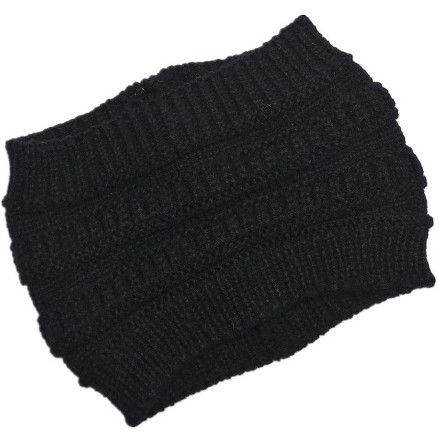 autumn winter Ponytail Beanie hat Women Stretch Knitted Crochet Beanies cap Winter Hats Cap  For Women Warm Lady
