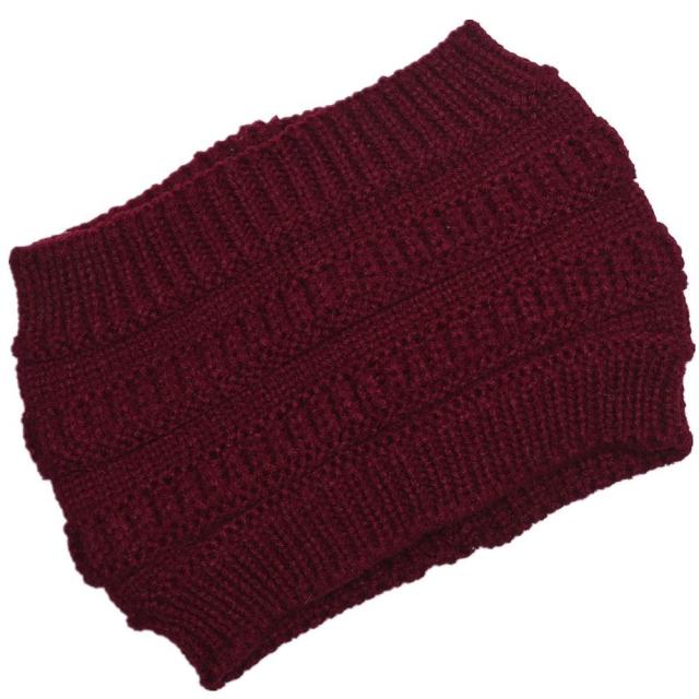autumn winter Ponytail Beanie hat Women Stretch Knitted Crochet Beanies cap Winter Hats Cap  For Women Warm Lady