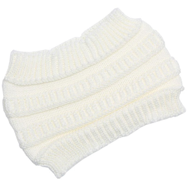 autumn winter Ponytail Beanie hat Women Stretch Knitted Crochet Beanies cap Winter Hats Cap  For Women Warm Lady
