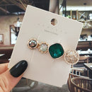 Women Hair Clips Set Jewelry Fashion Green Crystal Hair Accessories Luxury Simulation Pearl Barrette Pin For Girl Gift Ornaments