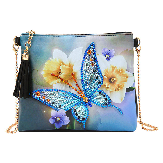 5D DIY Diamond Painting Peafowl Butterfly Flower Leather Crossbody Chain Bags DIY Diamond Embroidery Bag Wallet Pouch