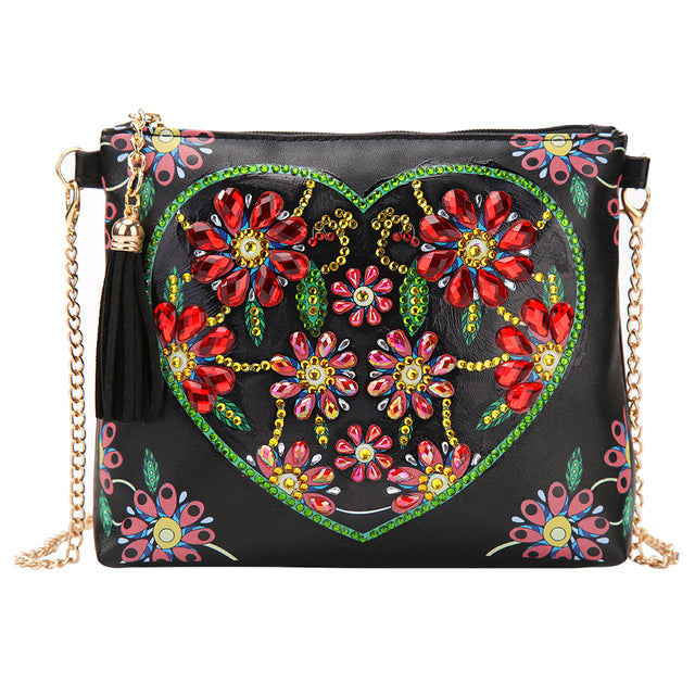 5D DIY Diamond Painting Peafowl Butterfly Flower Leather Crossbody Chain Bags DIY Diamond Embroidery Bag Wallet Pouch