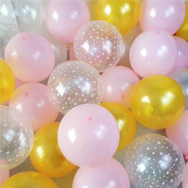 10Pcs/lot 12inch Transparent Star Pink Balloons Latex Balloons Set Wedding Decorations Baby Shower Birthday Party Helium Balloon