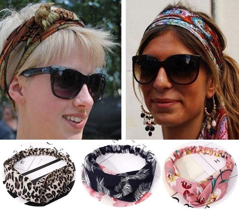 Ins Fashion Women Retro Style Hairband floral Print Headband Cross Knot headband Bandage Summer Head Bandanas n Sweet Hair Bands