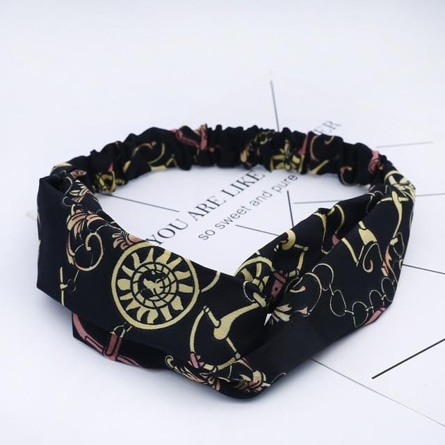 Ins Fashion Women Retro Style Hairband floral Print Headband Cross Knot headband Bandage Summer Head Bandanas n Sweet Hair Bands