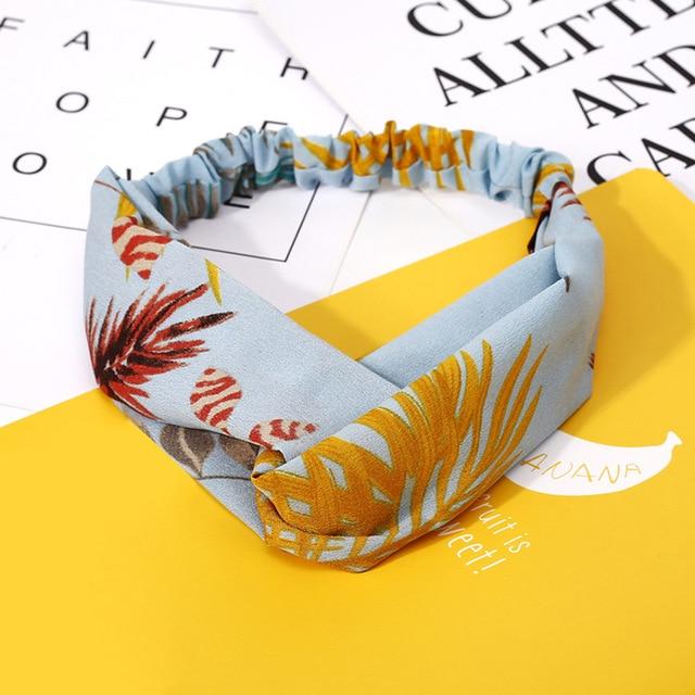 Ins Fashion Women Retro Style Hairband floral Print Headband Cross Knot headband Bandage Summer Head Bandanas n Sweet Hair Bands
