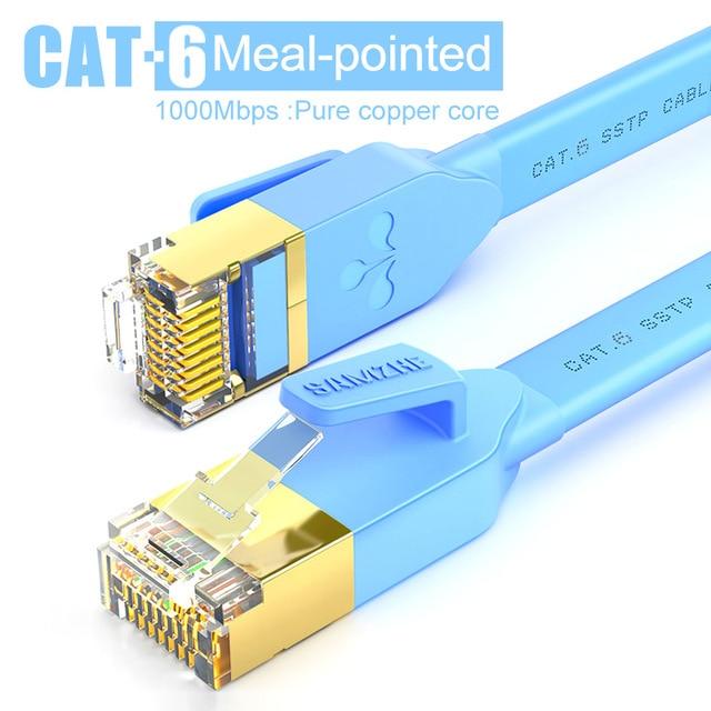 SAMZHE CAT6 Flat Ethernet Cable  1000Mbps 250MHz CAT 6 RJ45 Networking Ethernet Patch Cord LAN Cable for Computer Router Laptop