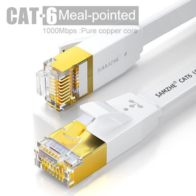SAMZHE CAT6 Flat Ethernet Cable  1000Mbps 250MHz CAT 6 RJ45 Networking Ethernet Patch Cord LAN Cable for Computer Router Laptop