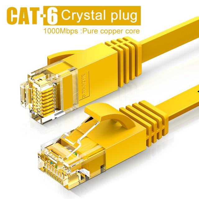SAMZHE CAT6 Flat Ethernet Cable  1000Mbps 250MHz CAT 6 RJ45 Networking Ethernet Patch Cord LAN Cable for Computer Router Laptop
