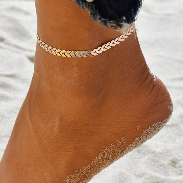 Bohemia Multilayer Beads Anklet Set Fashion Sequins Star Ankle Bracelets for Women Summer Beach Foot Jewelry Leg Chain Anklets