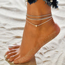 Bohemia Multilayer Beads Anklet Set Fashion Sequins Star Ankle Bracelets for Women Summer Beach Foot Jewelry Leg Chain Anklets