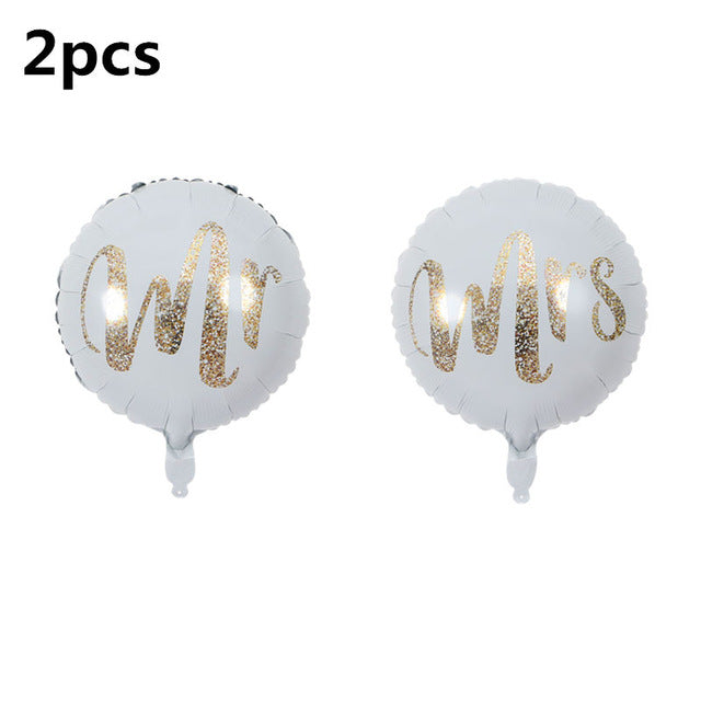 18inch Round White Gold Glitter Print Mr&Mrs LOVE foil Balloons bride to be marriage Wedding Valentine's Day Air Globos Supplies