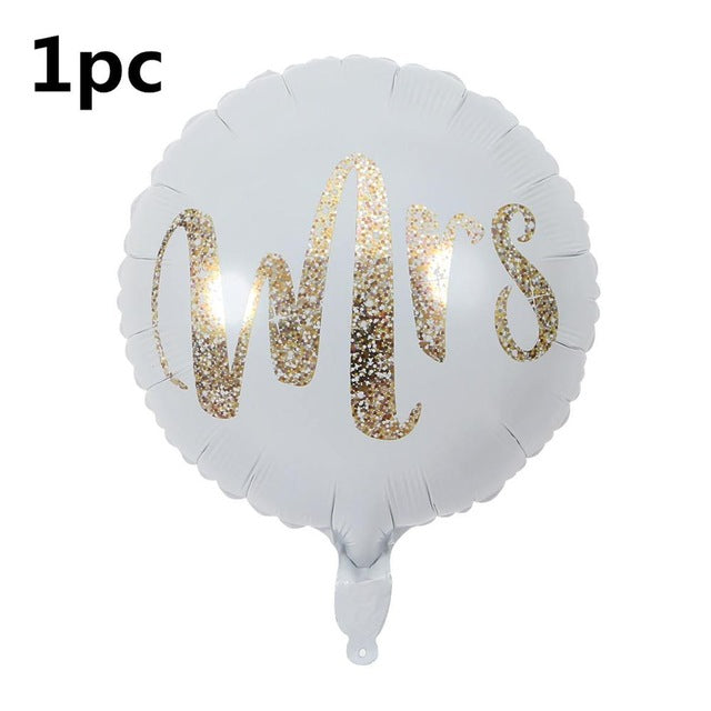 18inch Round White Gold Glitter Print Mr&Mrs LOVE foil Balloons bride to be marriage Wedding Valentine's Day Air Globos Supplies