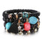 4pcs/set wings heart alloy pendant beads bohemian bracelets women lava stone wristband bangles for party