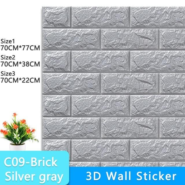 3D Wallpaper DIY Brick stone pattern Self-Adhesive Waterproof Wall Stickers 70cm*77cm floral prints 3D Wall Sticker for home