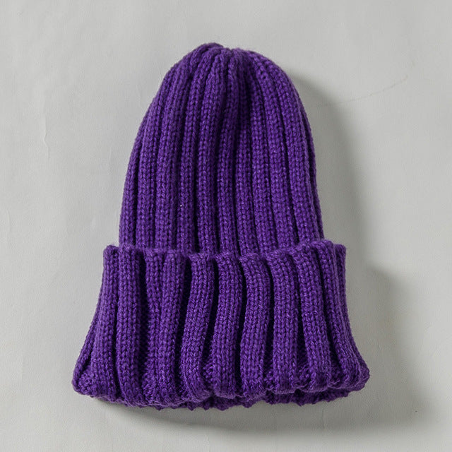 Candy Color Mother Kids Hat for Girls Boys Autumn Winter Baby Beanie Kids Cap Elastic Family Warm Knitted Parent Children Hats