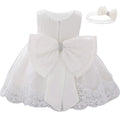 Newborn Long Sleeve Baby Girl Dresses Party Wedding Girl Lace Big Bow Dresses Infant Girl 1st Birthday Princess Baptism Dress
