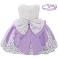Newborn Long Sleeve Baby Girl Dresses Party Wedding Girl Lace Big Bow Dresses Infant Girl 1st Birthday Princess Baptism Dress