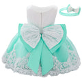 Newborn Long Sleeve Baby Girl Dresses Party Wedding Girl Lace Big Bow Dresses Infant Girl 1st Birthday Princess Baptism Dress