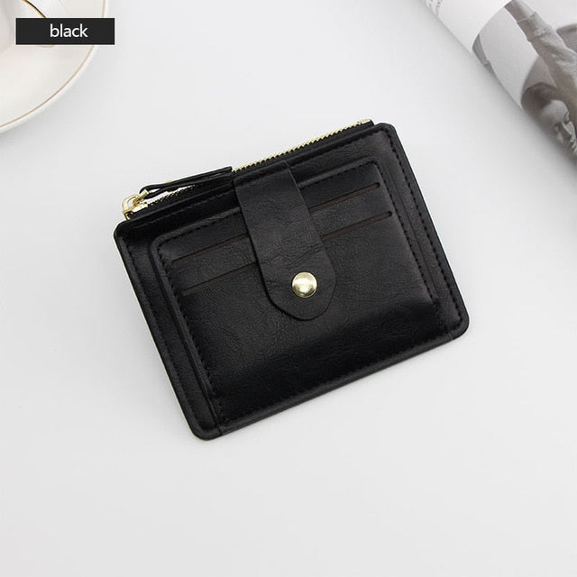 Small Fashion Credit ID Card Holder Slim Leather Wallet With Coin Pocket Man Money Bag Case For Men Mini Women Business Purse