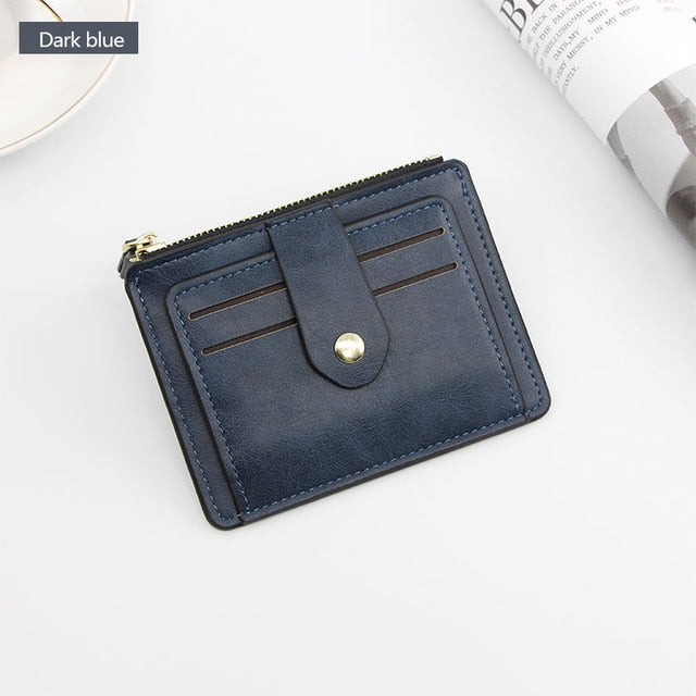 Small Fashion Credit ID Card Holder Slim Leather Wallet With Coin Pocket Man Money Bag Case For Men Mini Women Business Purse
