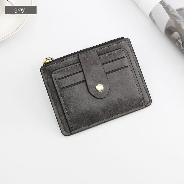 Small Fashion Credit ID Card Holder Slim Leather Wallet With Coin Pocket Man Money Bag Case For Men Mini Women Business Purse