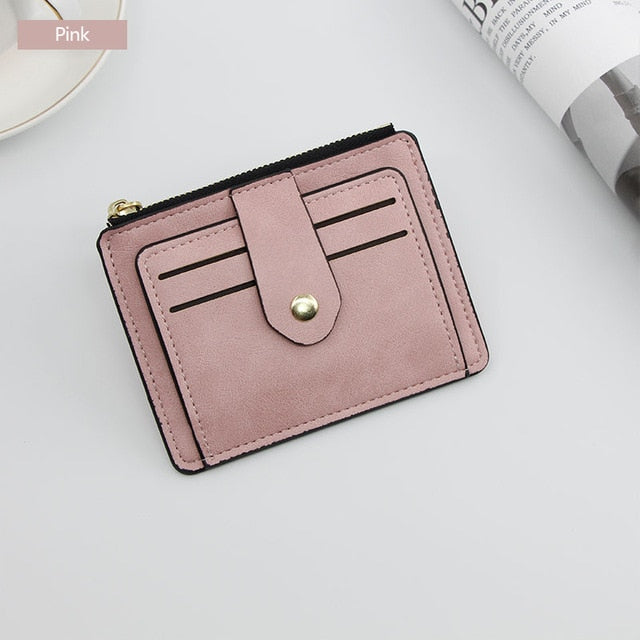 Small Fashion Credit ID Card Holder Slim Leather Wallet With Coin Pocket Man Money Bag Case For Men Mini Women Business Purse