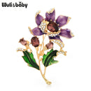 Wuli&baby Purple Enamel Flower Brooches Women Wedding Party Casual Brooch Pins Gifts