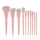 FLD 10pcs Natural Hair Colorful Makeup Brushes Professional Foundation Powder Blush Eyeshadow Eyebrow Kabuki Blending Brush Set