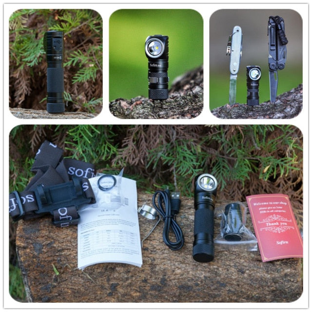 Sofirn SP40 LED Headlamp Cree XPL 1200lm 18650 USB Rechargeable Headlight 18350 Flashlight with Power Indicator Magnet Tail