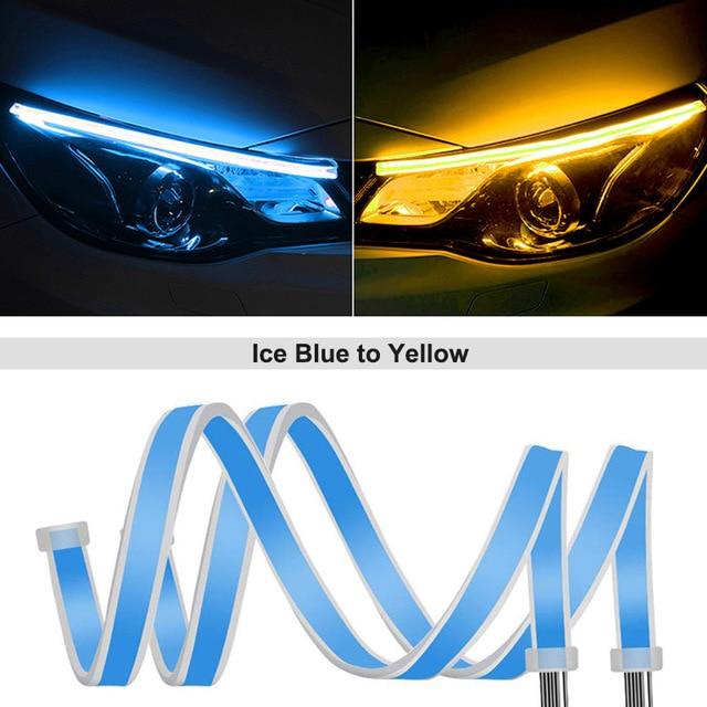 ANMINGPU 1pair Bright Flexible DRL LED Strip Turn Signal White Yellow Sequential LED Daytime Running Lights for Cars Headlight