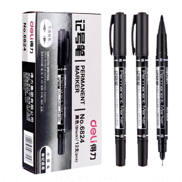 9pcs/Set Permanent Paint Marker Pen Oily Waterproof Black Pens for Tyre Markers Quick Drying Signature Pen Stationery Supplies