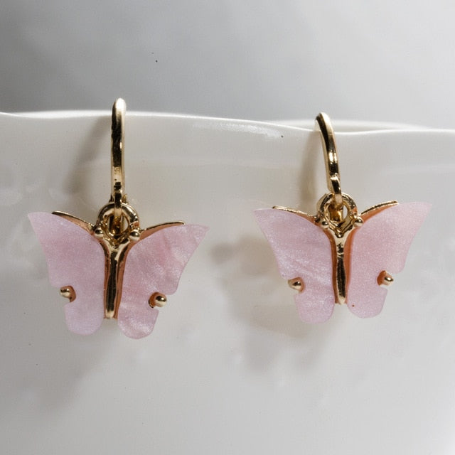 New Fashion Design Butterfly Jewelry Colorful Acrylic Butterfly Stud Earrings for Women 2020 Bohemia Small Cute Earring Jewelry