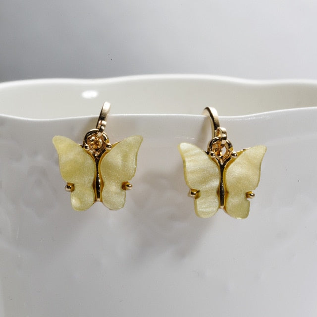 New Fashion Design Butterfly Jewelry Colorful Acrylic Butterfly Stud Earrings for Women 2020 Bohemia Small Cute Earring Jewelry