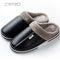 Men's slippers Home Winter Indoor Warm Shoes Thick Bottom Plush  Waterproof Leather House slippers man Cotton shoes 2021 New