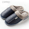 Men's slippers Home Winter Indoor Warm Shoes Thick Bottom Plush  Waterproof Leather House slippers man Cotton shoes 2021 New