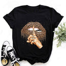 ZOGANKIN Cool Streetwear Female Black T-shirt Rainbow Lip and Butterfly Print Harajuku  Women Summer Cotton T Shirt Femme Tops