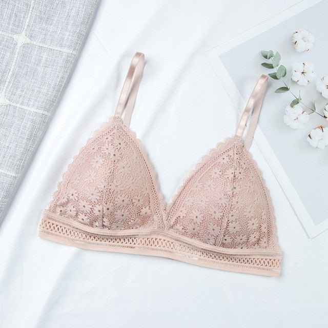 Sexy Floral Lace Bra Top For Women Push Up Female Lingerie breathable Bralette Removable Pad Thin Fashion New Wireless Bras