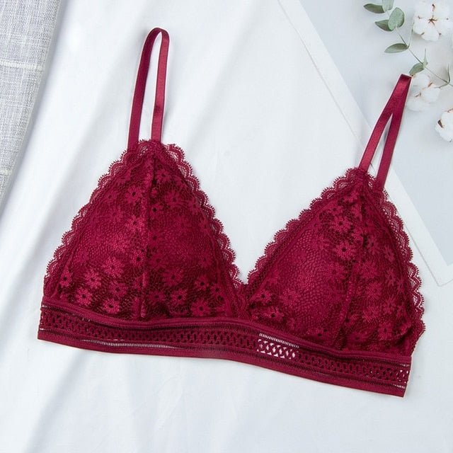 Sexy Floral Lace Bra Top For Women Push Up Female Lingerie breathable Bralette Removable Pad Thin Fashion New Wireless Bras