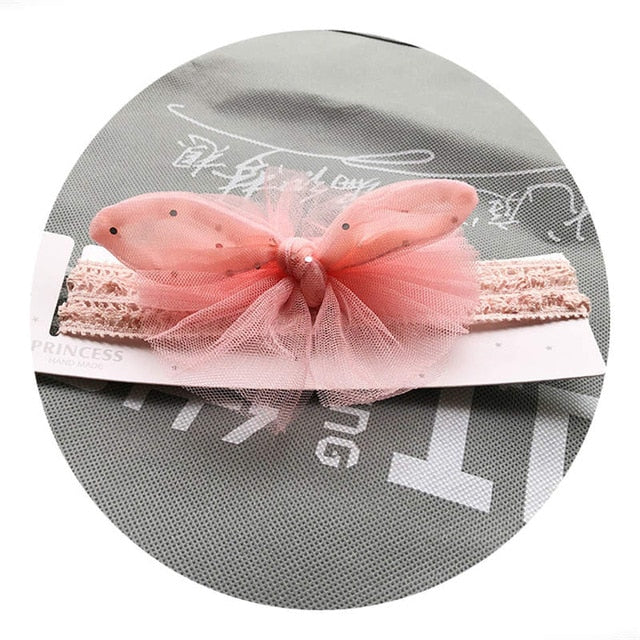 Balleenshiny Infant Child Hair Band Three-dimensional Alloy Rhinestone Crown Headdress Baby Girl Mesh Elastic Headband Turban