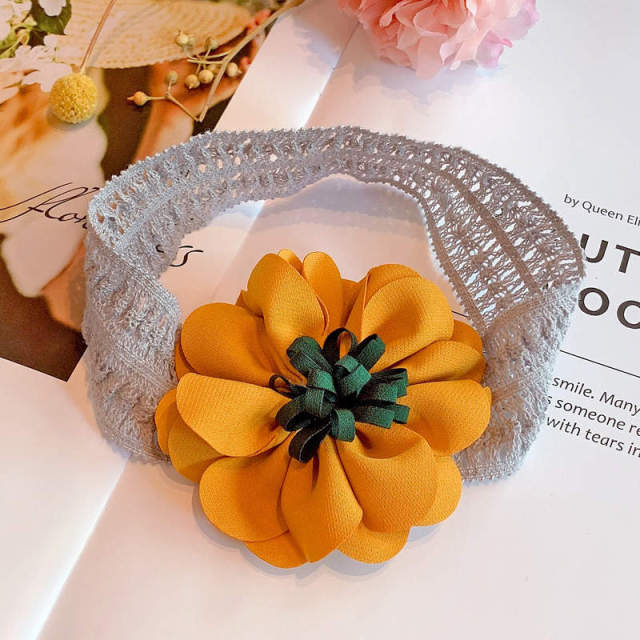 Balleenshiny Infant Child Hair Band Three-dimensional Alloy Rhinestone Crown Headdress Baby Girl Mesh Elastic Headband Turban